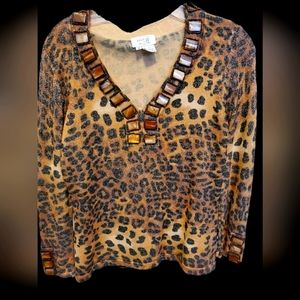Reg $200 Just B Animal Print Knit sweater size S